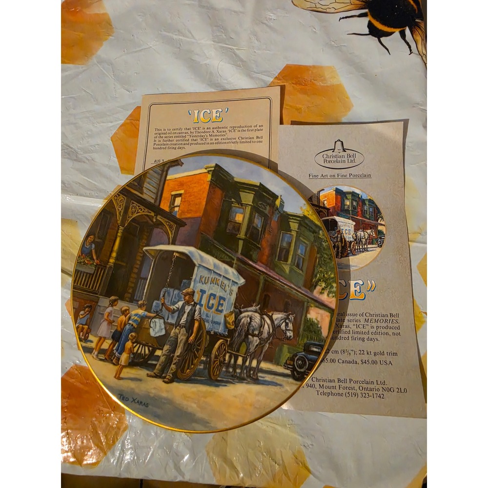 Christian Bell Ted Xaras ICE Yesterdays Memories Collector Plate 22kt Gold Trim